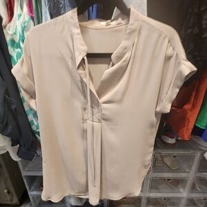 Pleione Cream Women's Blouse SMALL Short Sleeve